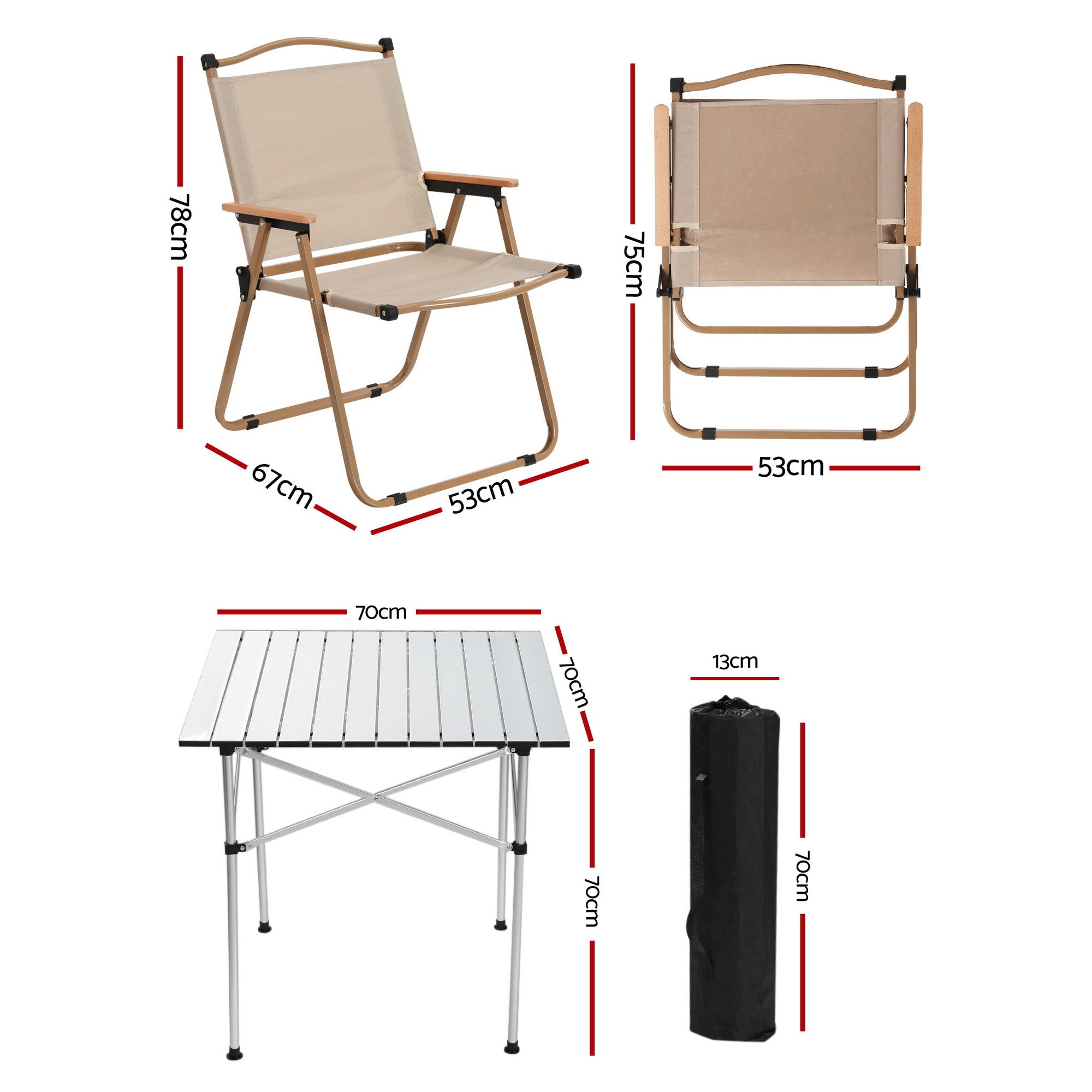 Weisshorn 3pc Camping Table Chair Set Outdoor Folding Aluminium Portable Picnic