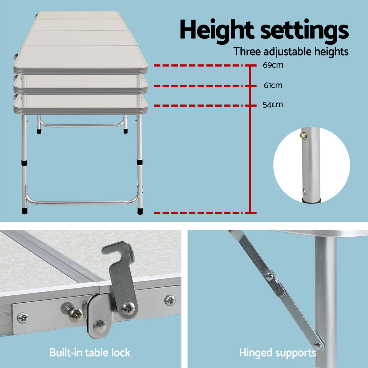 Weisshorn 7pc Camping Table Chair Set Outdoor Folding Aluminium Portable Picnic