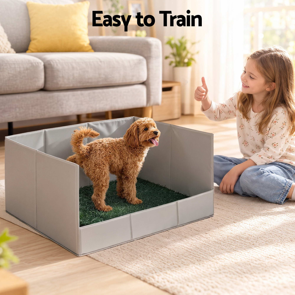 Prime Turf Foldable Dog Grass Potty Pad High Wall Tray for Apartment Balcony RV travel