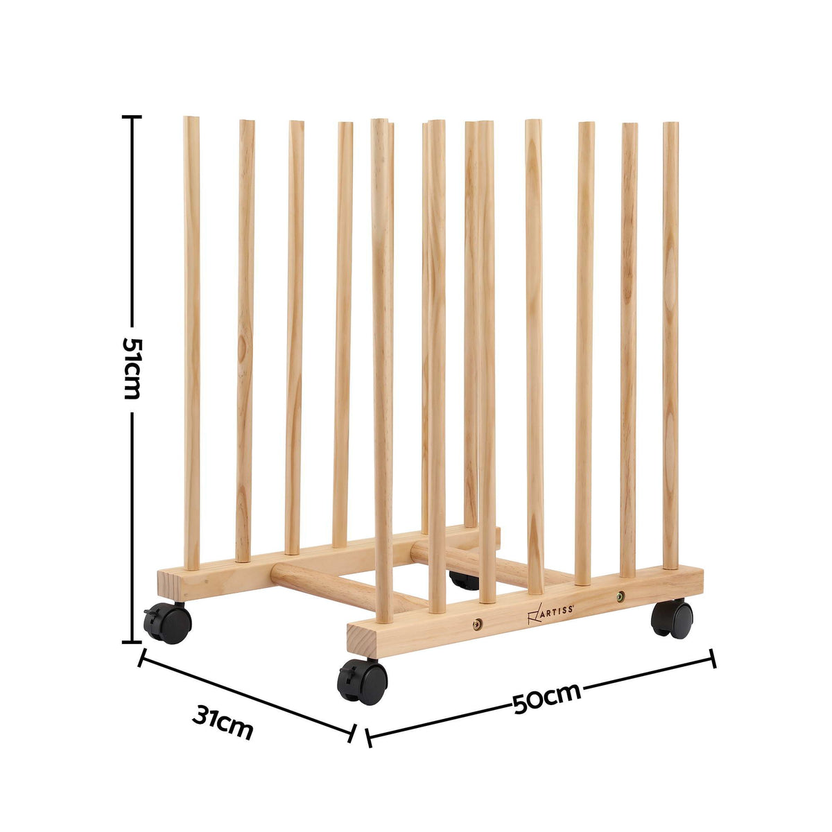 Artiss Wooden Art Drying & Canvas Storage Rack with Caster Wheels for Studio,Galleries,Classroom