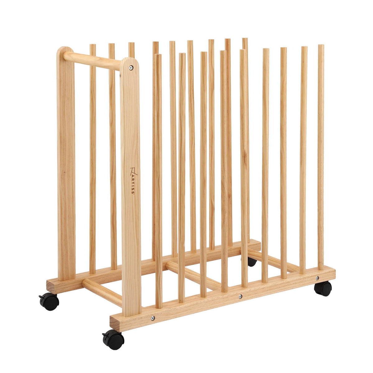 Artiss Art Drying & Storage Rack with Caster Wheels, Solid Wood Adjustable Slots Rack for Drawing Boards, Panels, Paintings, Artworks Display