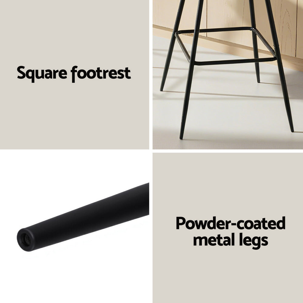 Artiss 4x Bar Stools Kitchen Dining Chair Counter Stool Woven Velvet Metal Ivory