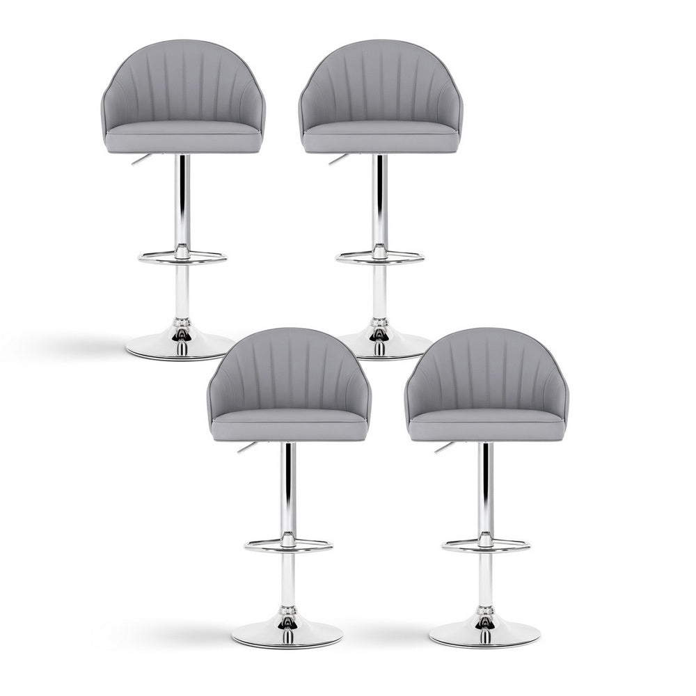 Artiss 4x Bar Stools Kitchen Swivel Gas Lift Counter Chair Shell Leather Grey