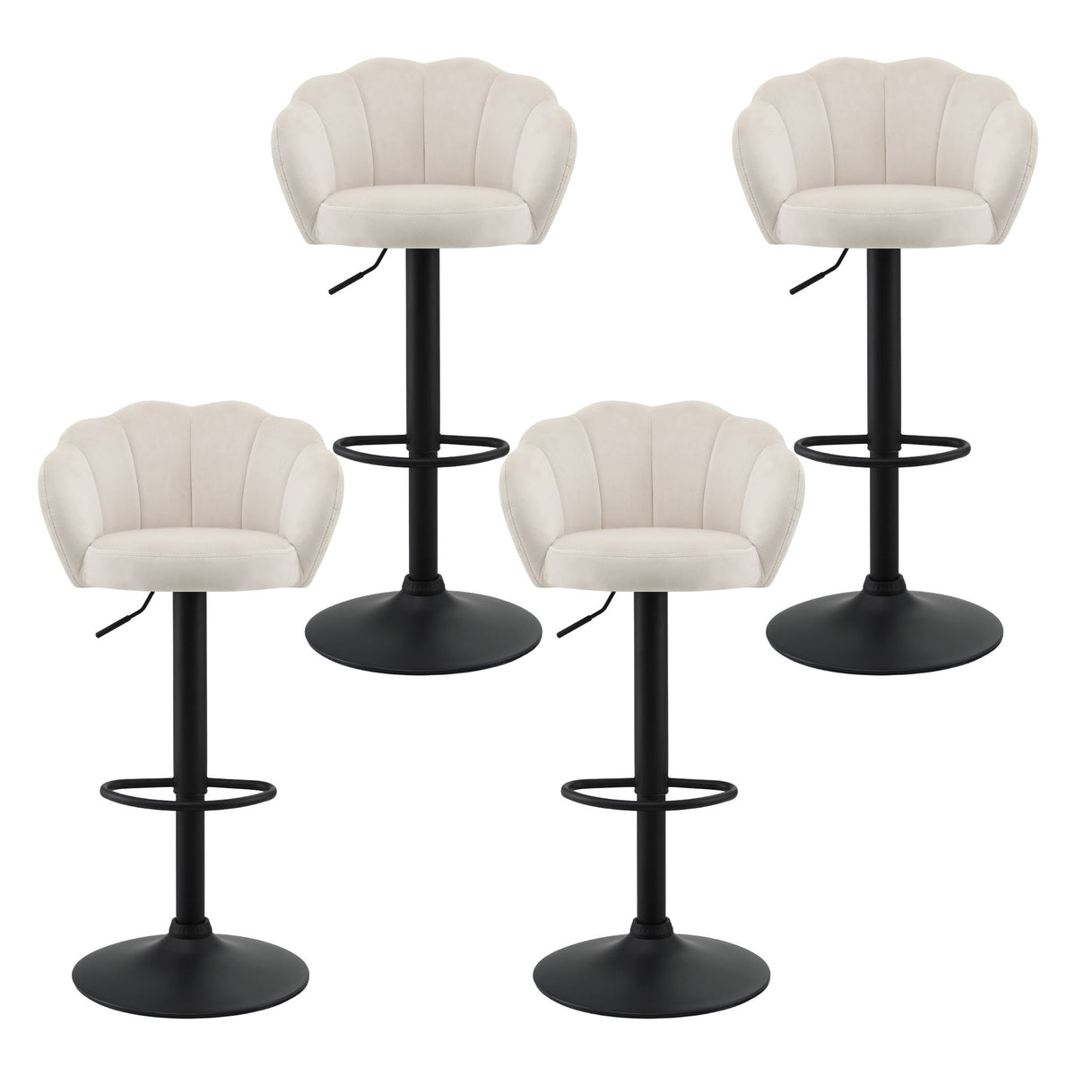 Artiss 4x Bar Stools Counter Chair Adjustable Shell Backrest Velvet Nessah Ivory