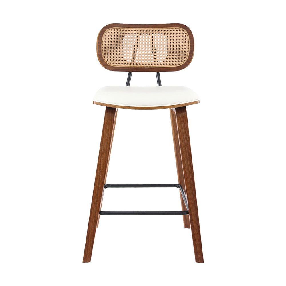 4x Artiss Bar Stools Kitchen Counter Rattan Chairs PU Leather Padding