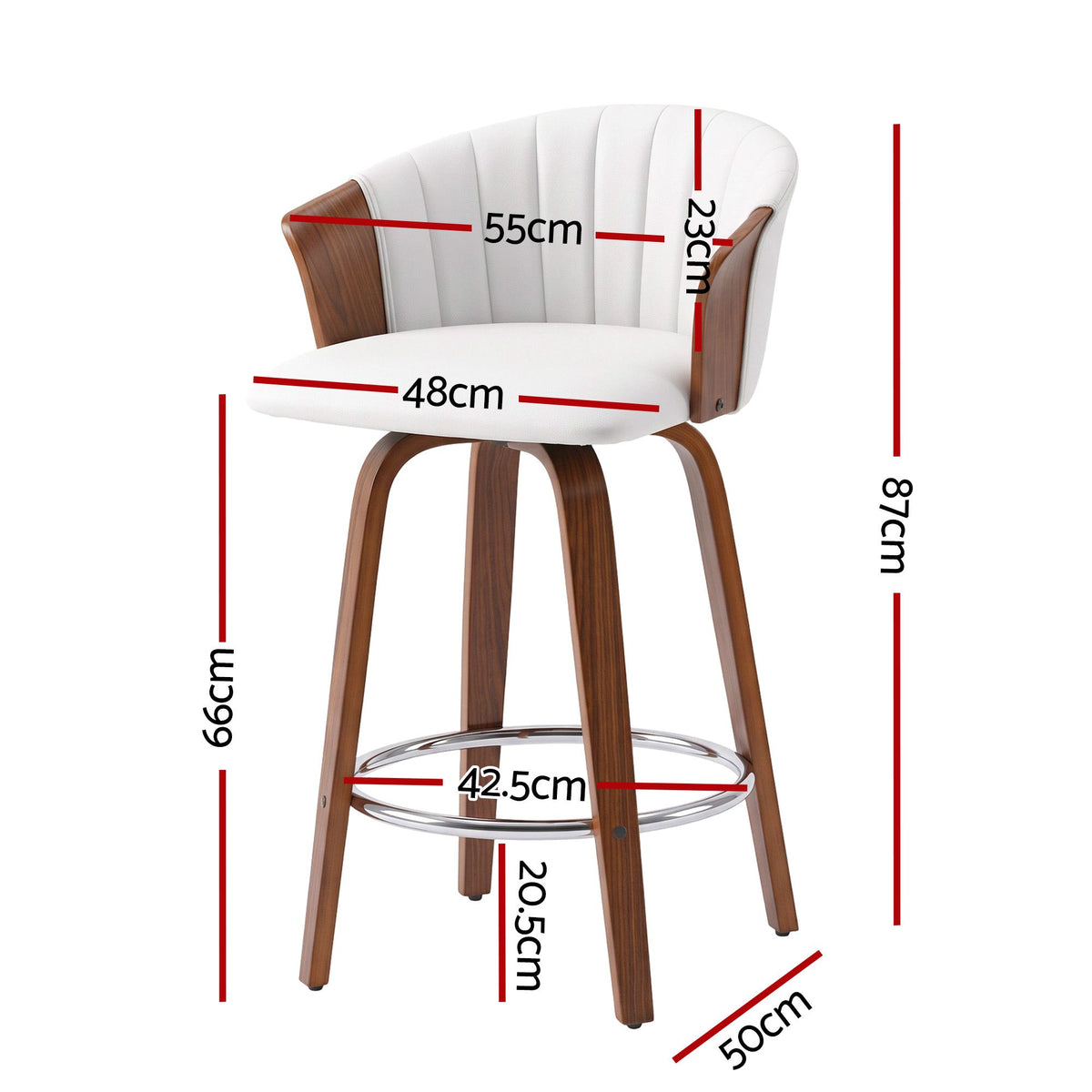 Artiss Wooden Bar Stools Set of 4 Swivel Kitchen Counter Stools Chair 66cm