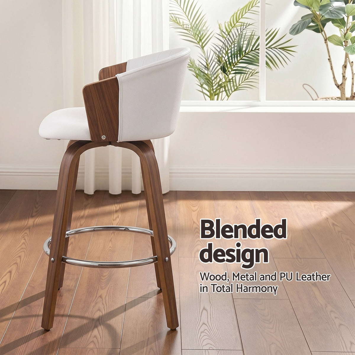 Artiss Wooden Bar Stools Set of 4 Swivel Kitchen Counter Stools Chair 66cm