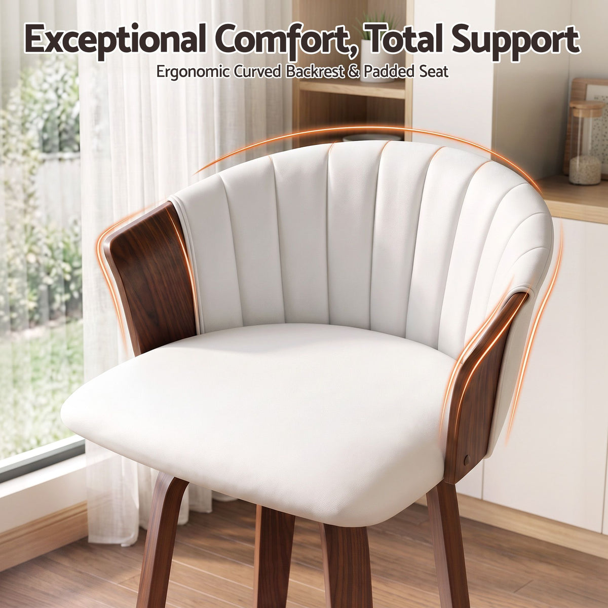 Artiss Wooden Bar Stools Set of 4 Swivel Kitchen Counter Stools Chair 66cm