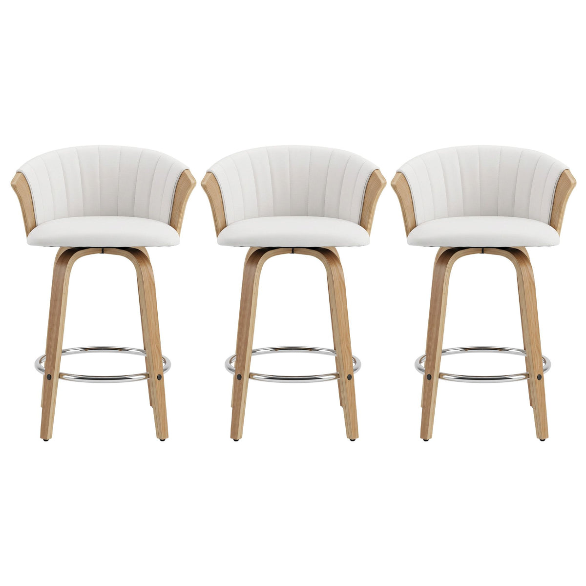 Artiss Wooden Bar Stools Set of 3 Swivel Kitchen Counter Stools Chair 66cm