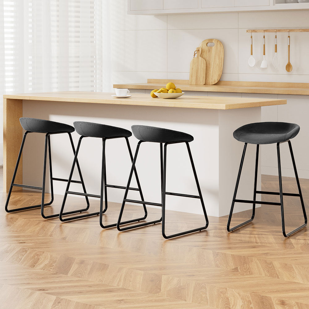 Artiss 4x Bar Stools Kitchen Dining Chairs Counter Stool PU Leather Metal