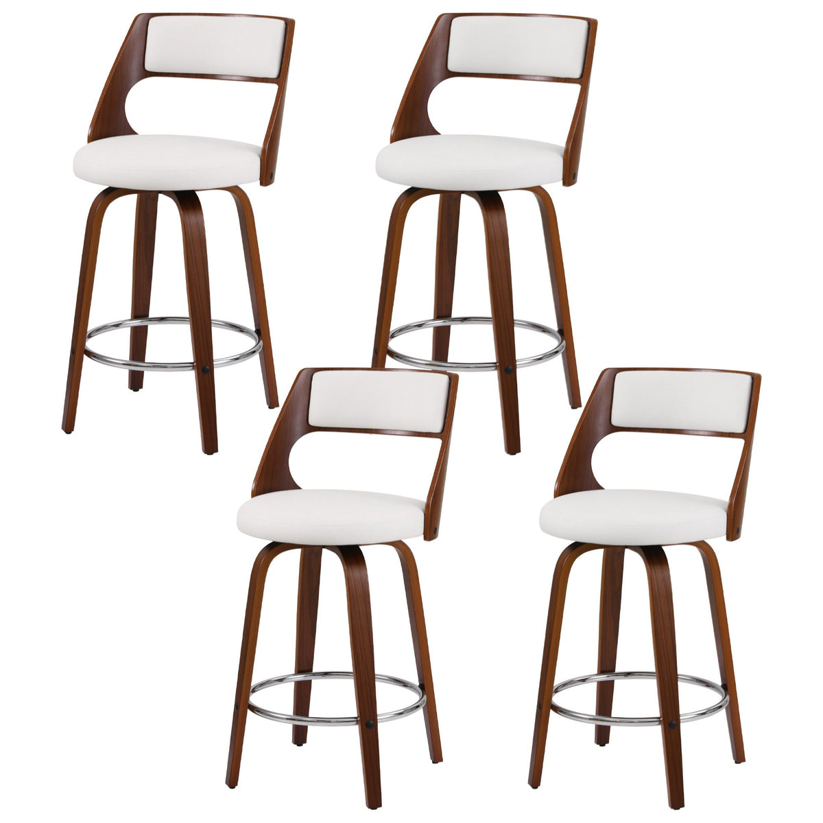 Artiss Wooden Bar Stools Set of 4 Swivel Kitchen Counter Stools Chair 65cm