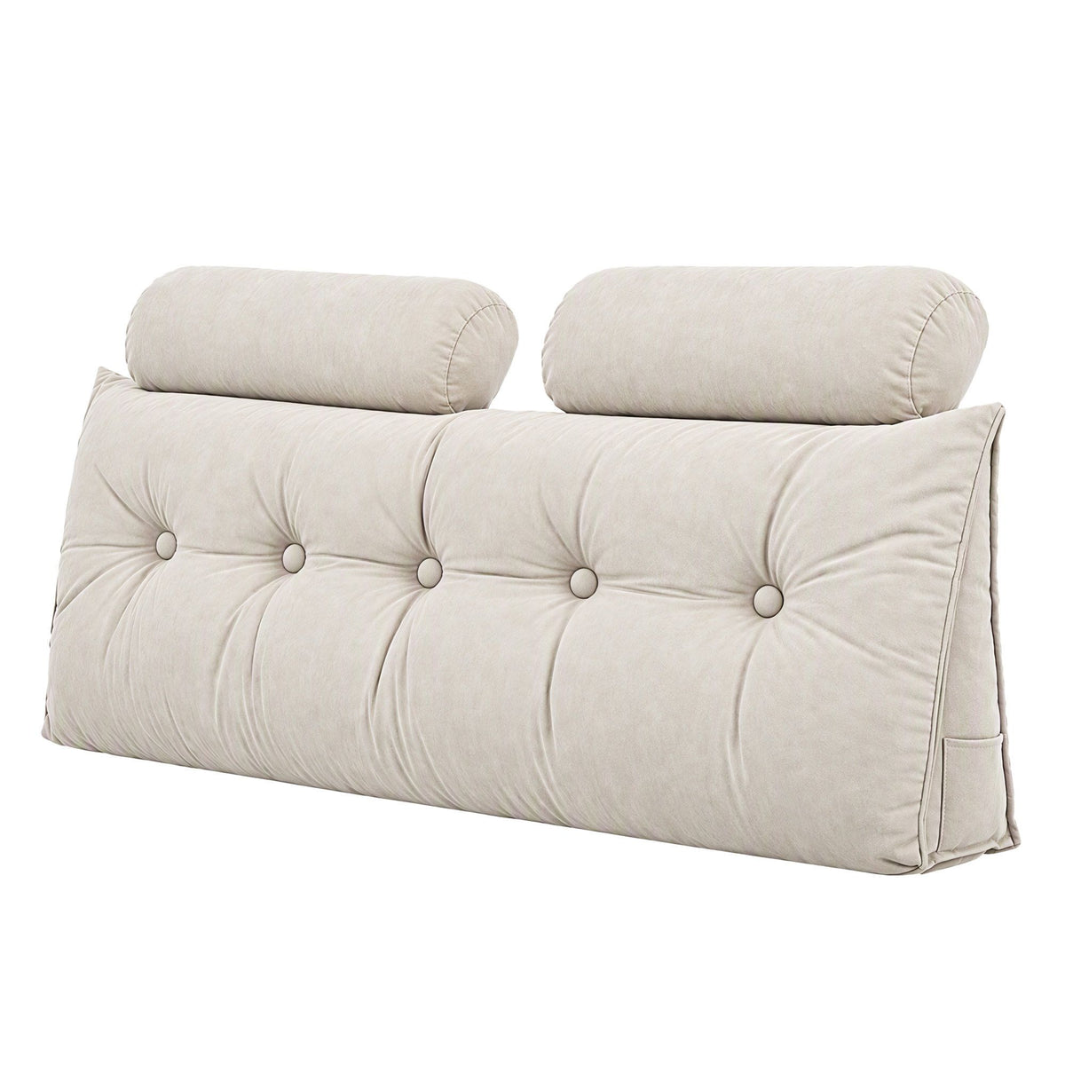 Artiss Headboard Pillow Double Wedge Backrest Triangular with 2 Cushions Beige