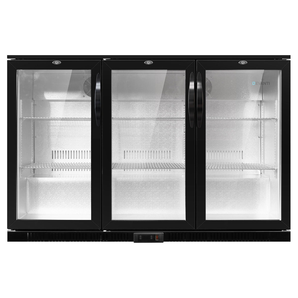 Devanti 320L Commercial Bar Fridge 3-Door Beverage Cooler Glass Display Black