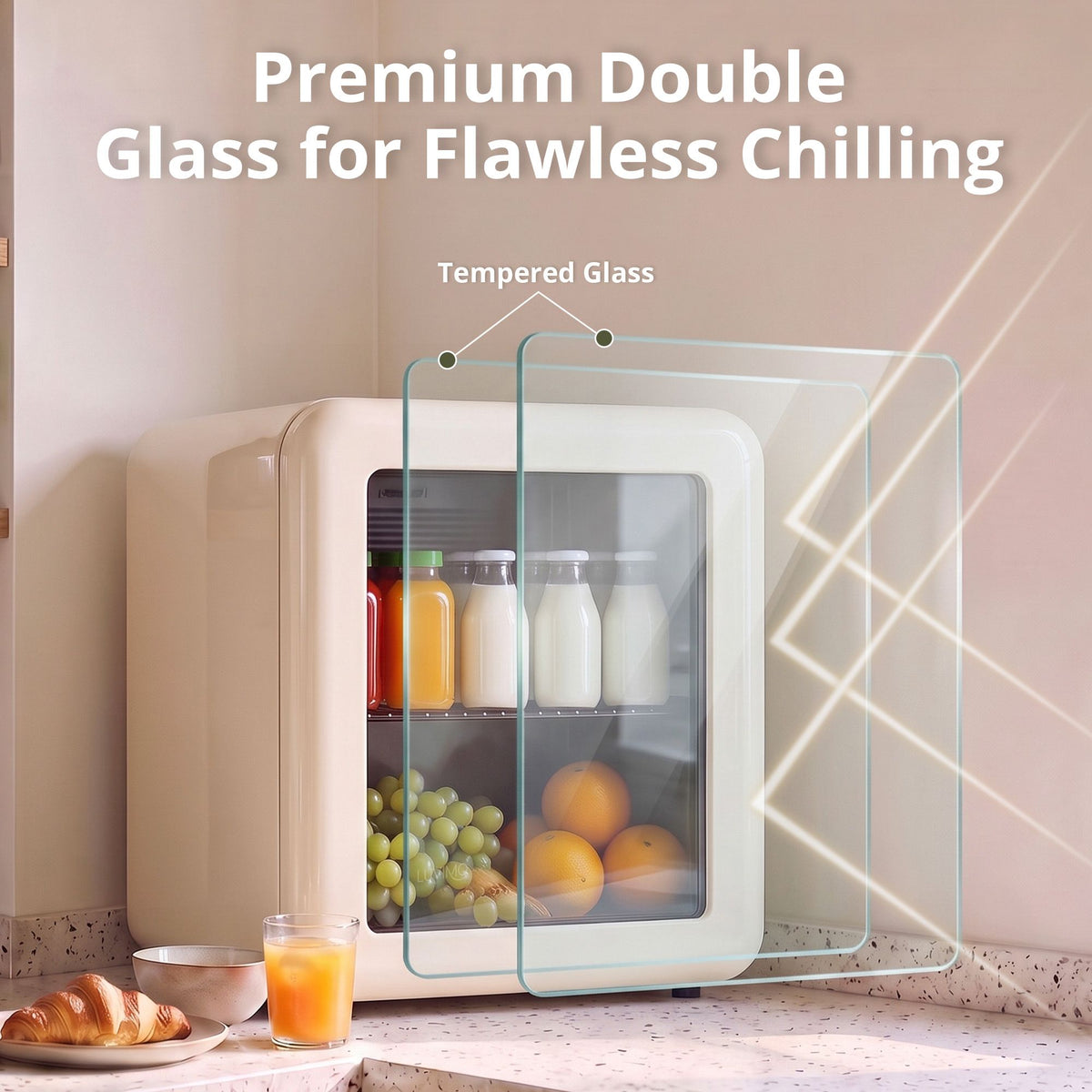 LUVIMO 48L Bar Fridge Mini Refrigerator Glass Door Aesthetics Cooler