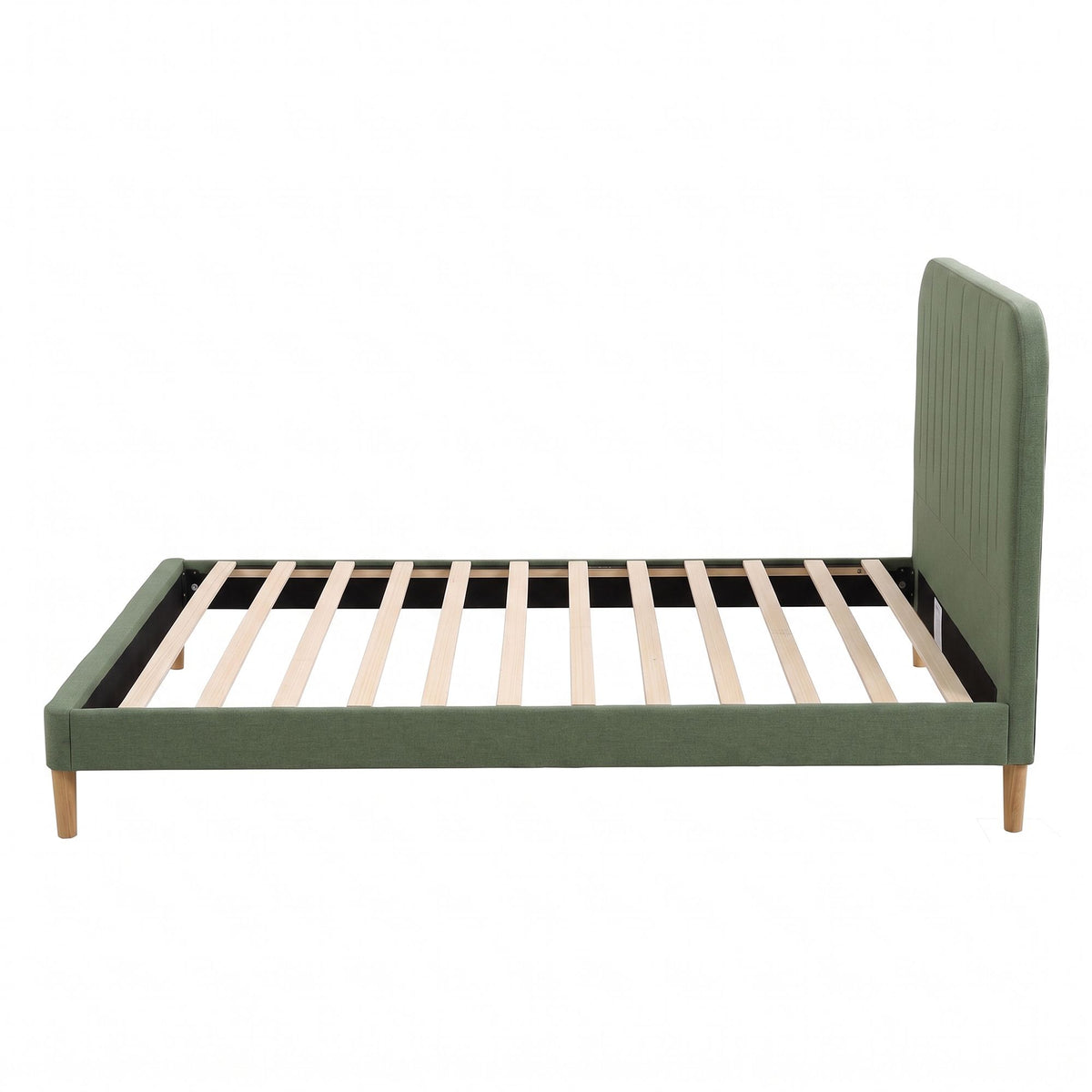 Artiss King Single Bed Frame, Green Faux Linen with Wooden Slats
