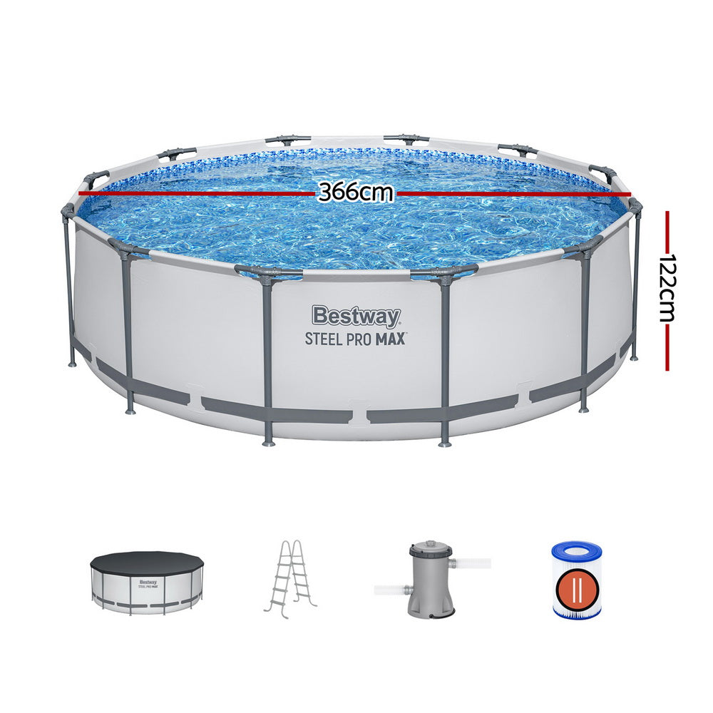 Bestway 366cm Swimming Pool Above Ground Pools Round Filter Pump Cover Ladder
