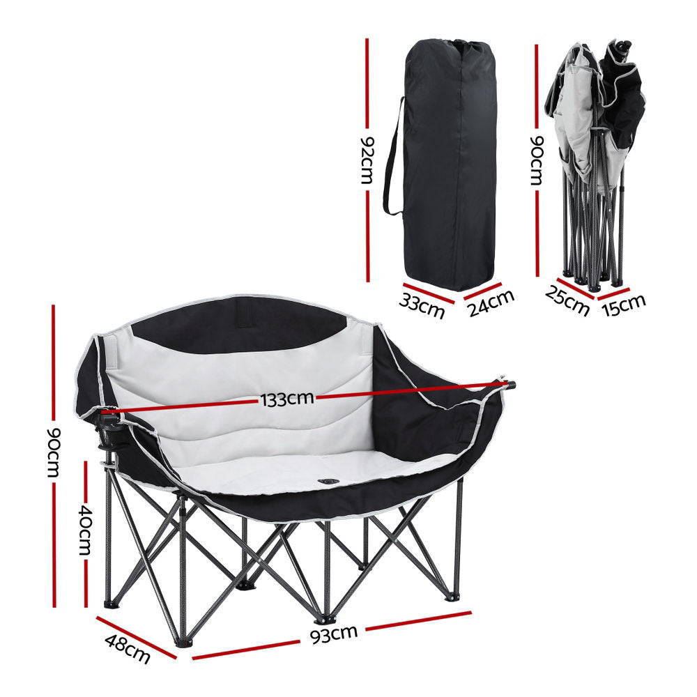 Weisshorn Camping Chair Double Folding Moon Chair Portable Seat 240KG