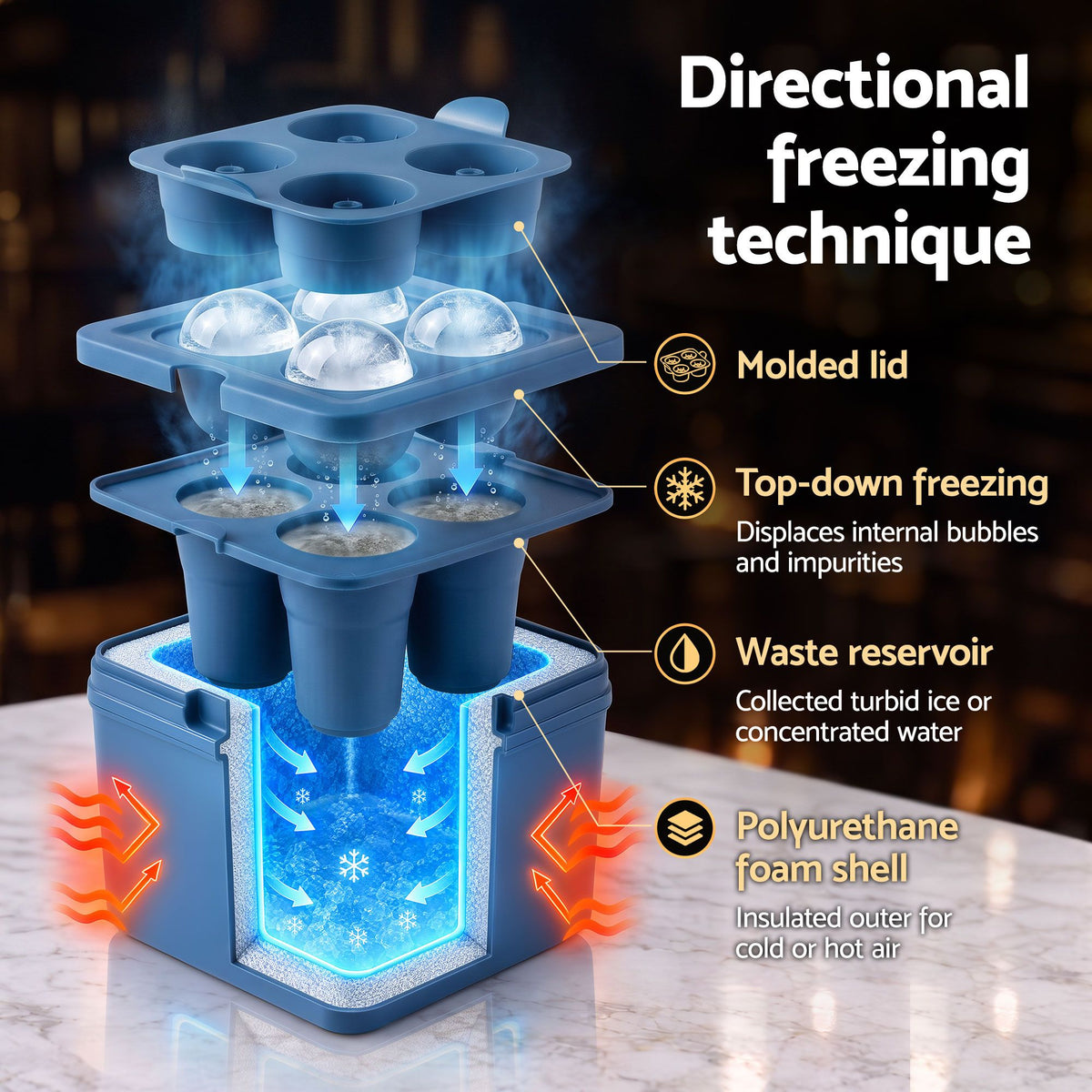 Artiss 5cm Clear Ice Mold Large Sphere Ice Ball Tray for Whiskey