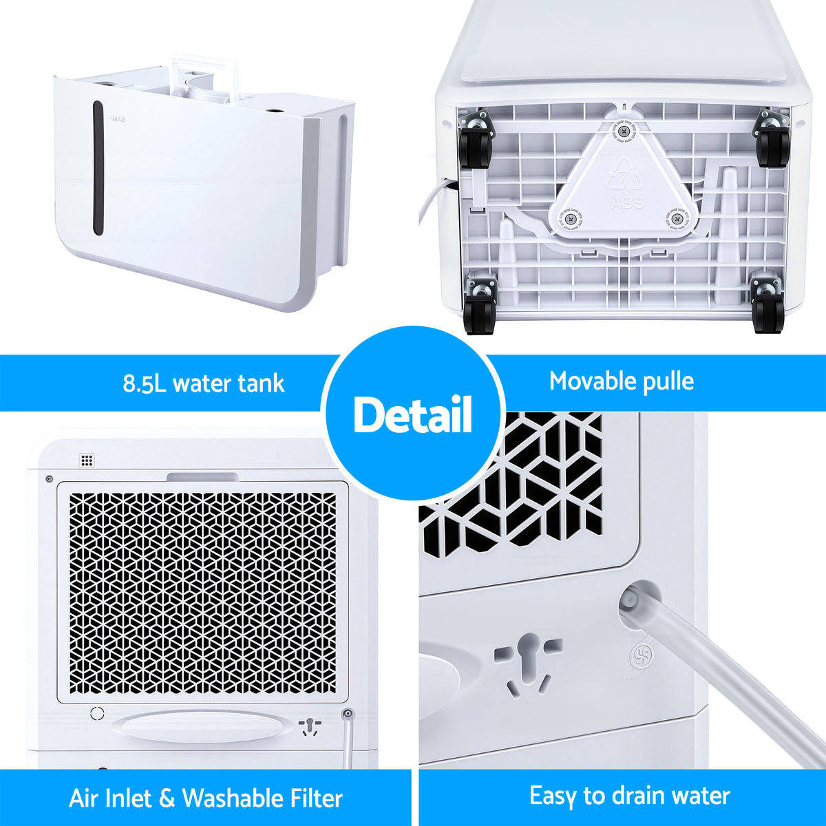 Devanti 50L/Day Dehumidifier Home Air Dryer Mould Moisture 8.5L Tank
