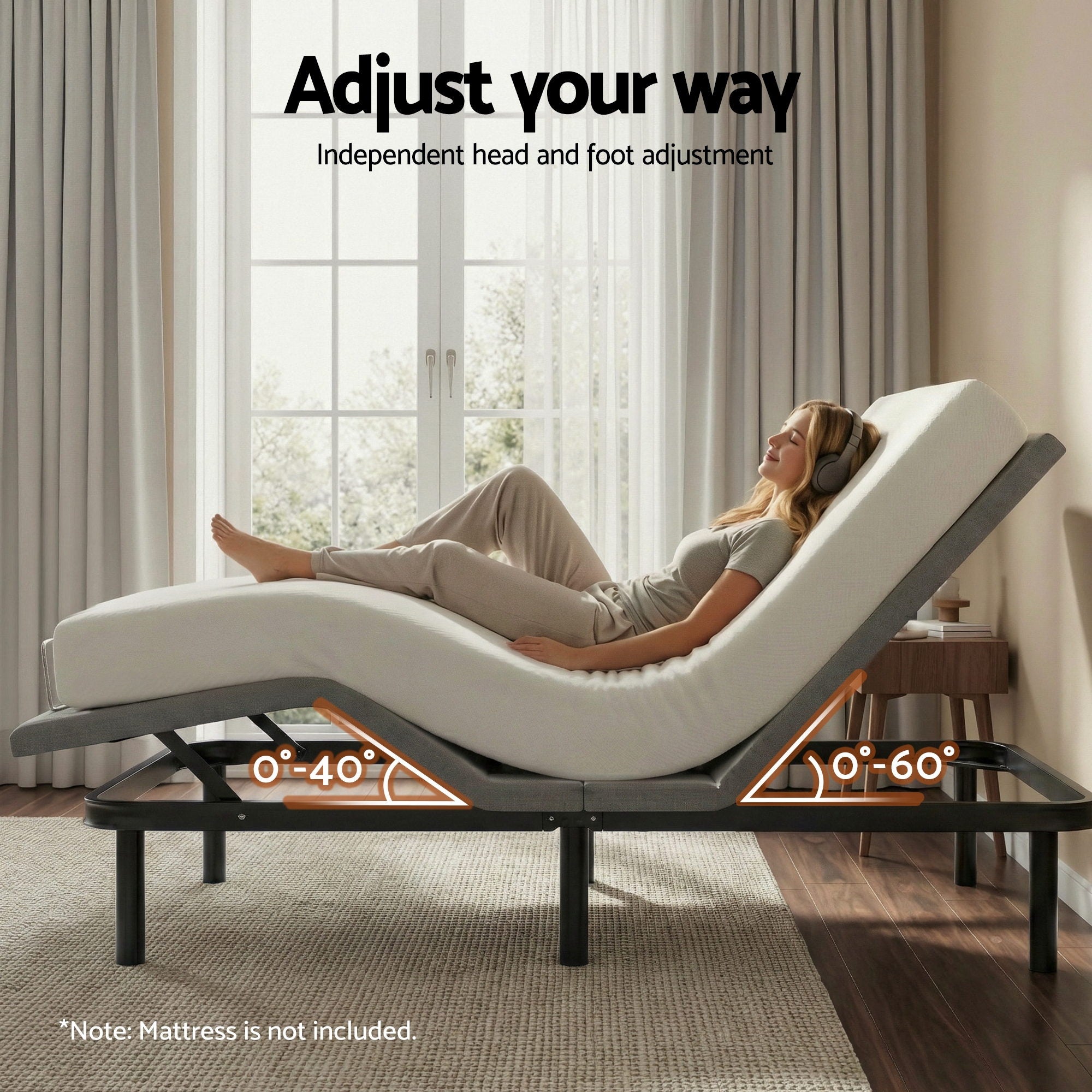 Artiss Adjustable Bed Frame Double Size Electric Bed Base Wireless Remote Control Zero Gravity Power Bed Foundation