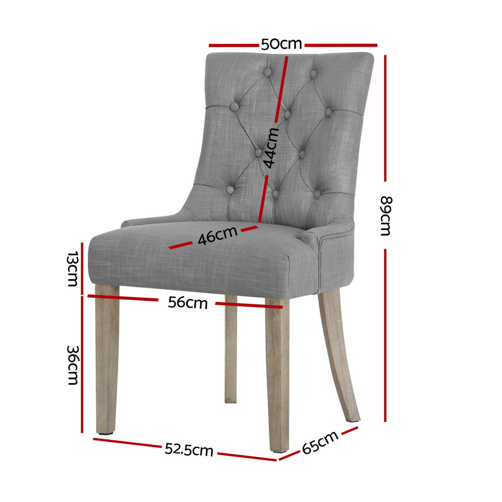Artiss Dining Chairs Set of 4 Linen French Provincial Grey