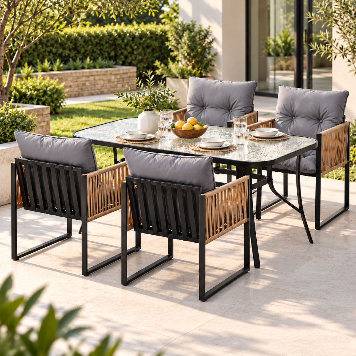 Gardeon 5PC Outdoor Dining Set 140CM Table and Chairs Patio Furniture Garden Cushion