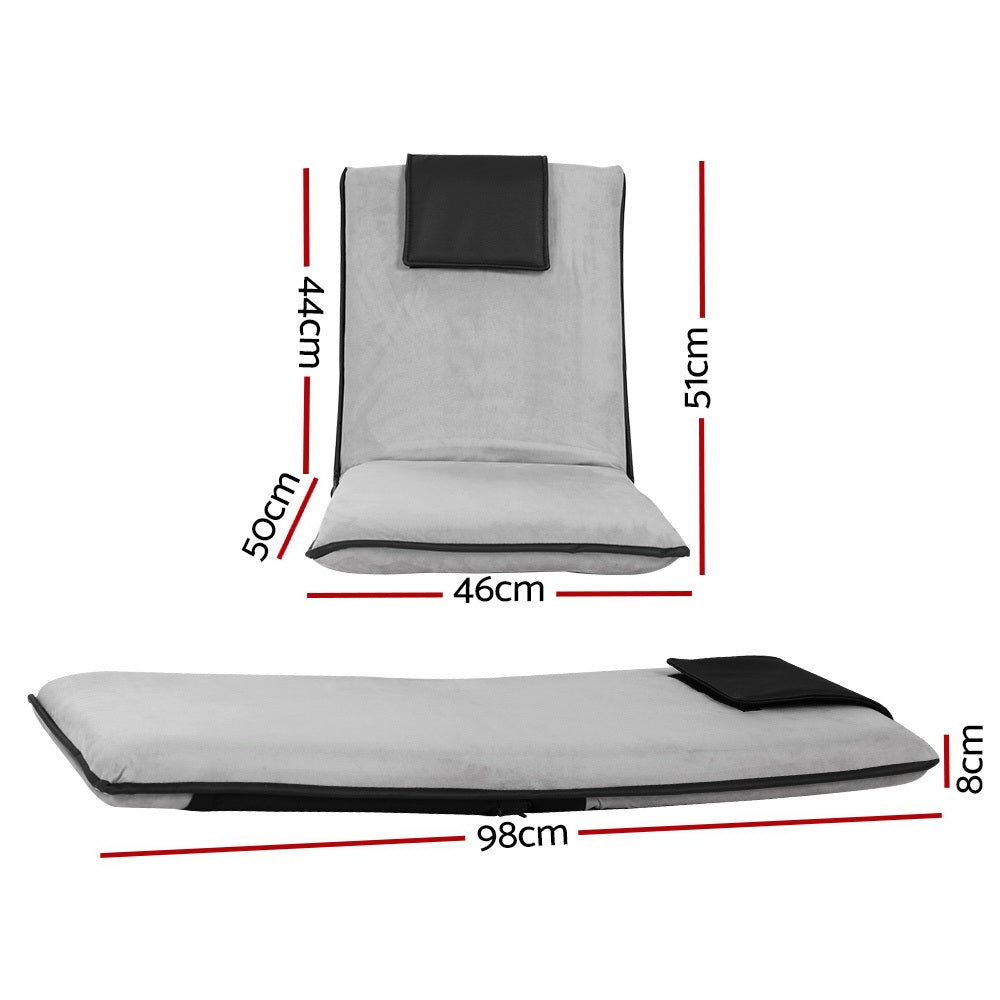 Artiss 4X Floor Lounge Sofa Bed Floor Cushion Velvet Grey