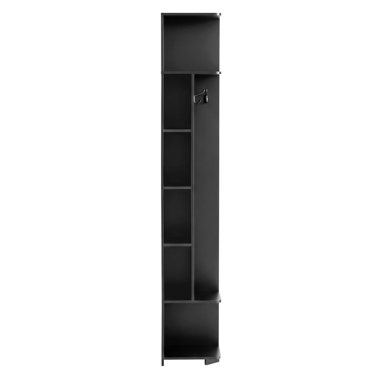 Artiss Corner Bookshelf 6-Tier Shelving with Coat Rack Black