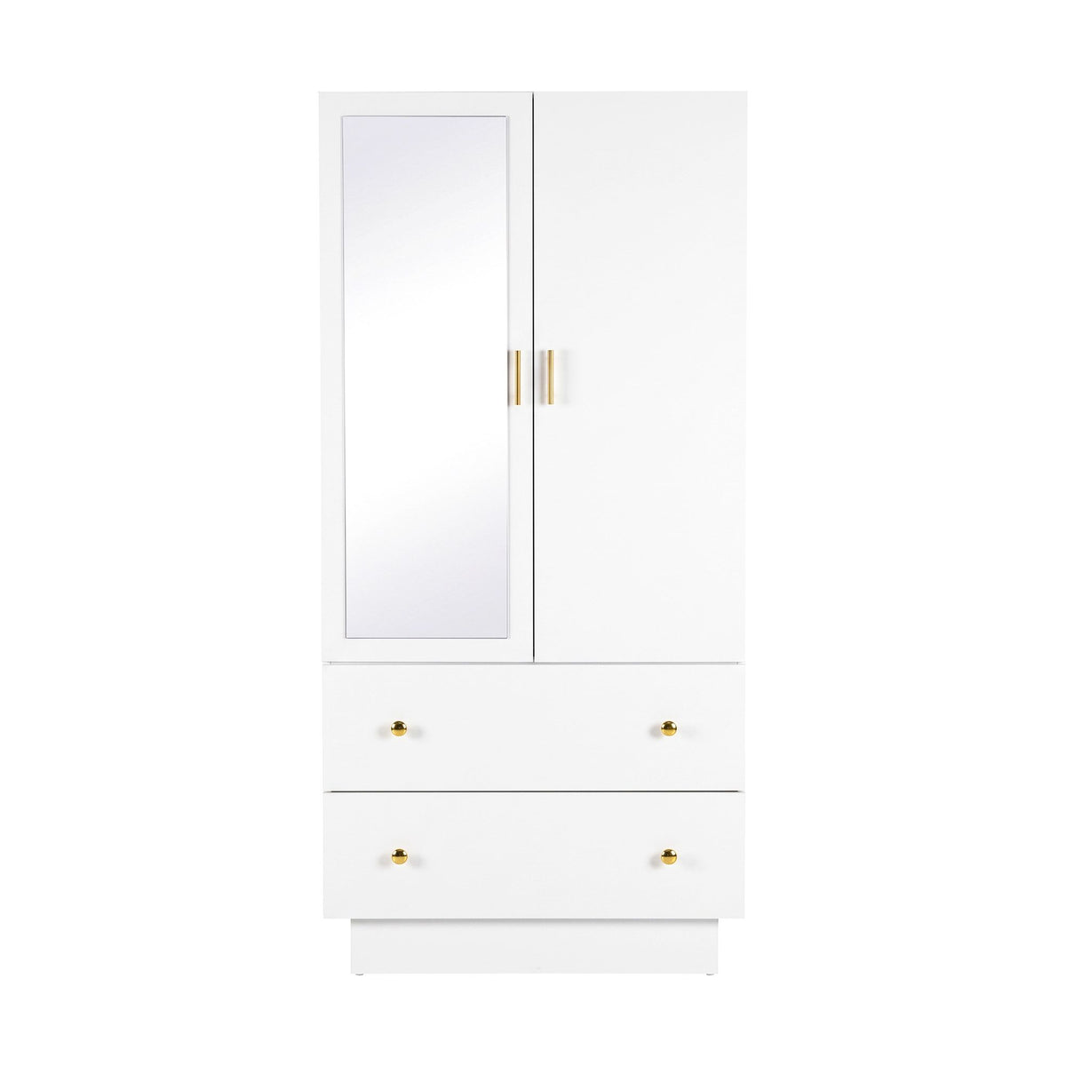 Artiss LED Wardrobe Cabinet Clothes Storage with Mirror 2 Drawers Hanging Rail