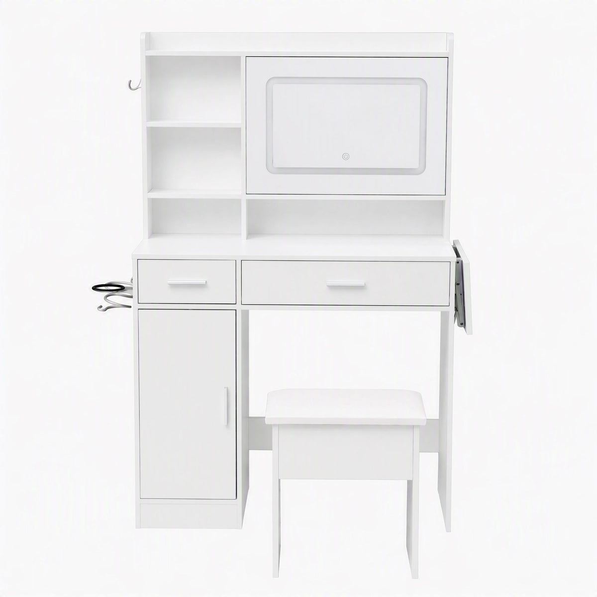 Artiss Dressing Table Vanity Desk Set Stool LED Charging Station White