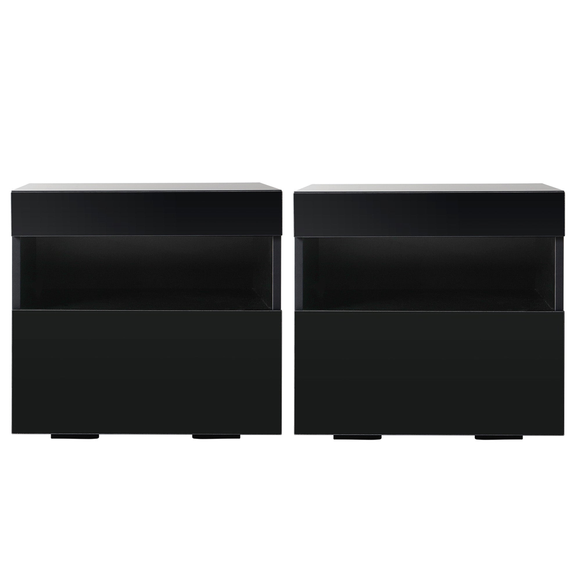 Artiss 2x Bedside Table LED - HERES Black