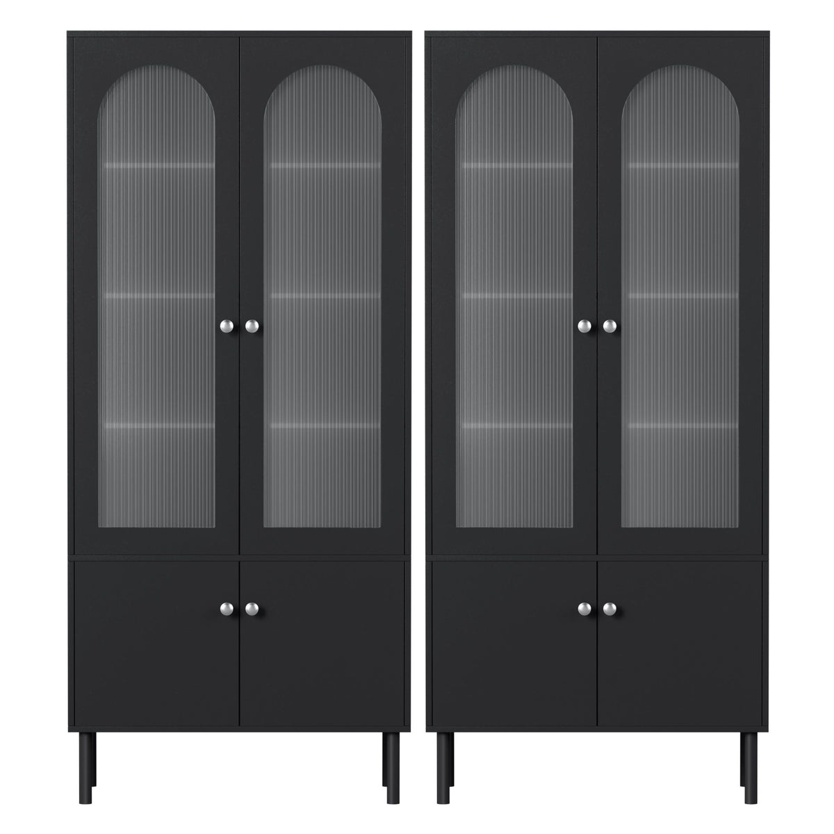 Artiss 2x Buffet Sideboard Cabinet Pantry 5-Tier Storage Cupboard Fluted Black