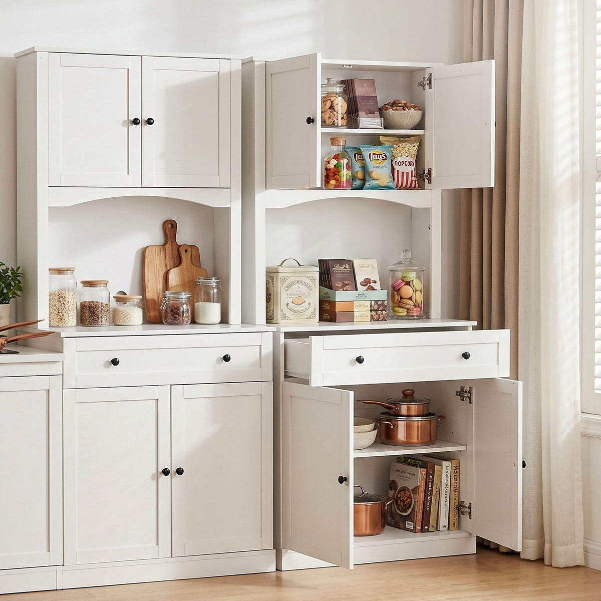 Artiss 2x Buffet Sideboard Hutch Pantry Cabinet Kitchen Storage BEINI White