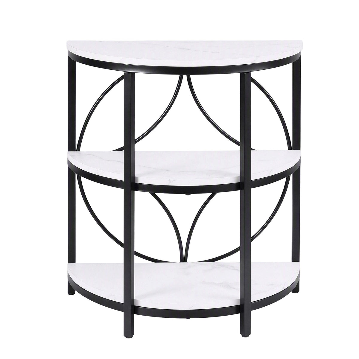 Artiss Semi-Circle End Table 3 Tier Coffee Table Side Nightstand Shelf Marble Effect White&Black
