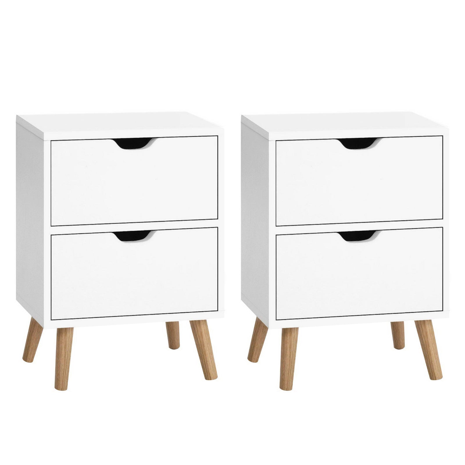 Artiss 2X Bedside Table 2 Drawers - BODEN White