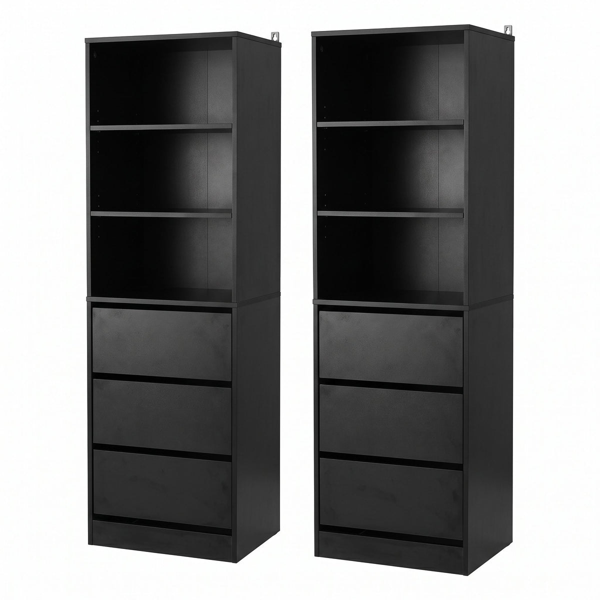 Artiss 2x Chest of 3 Drawers Tallboy Cabinet Black