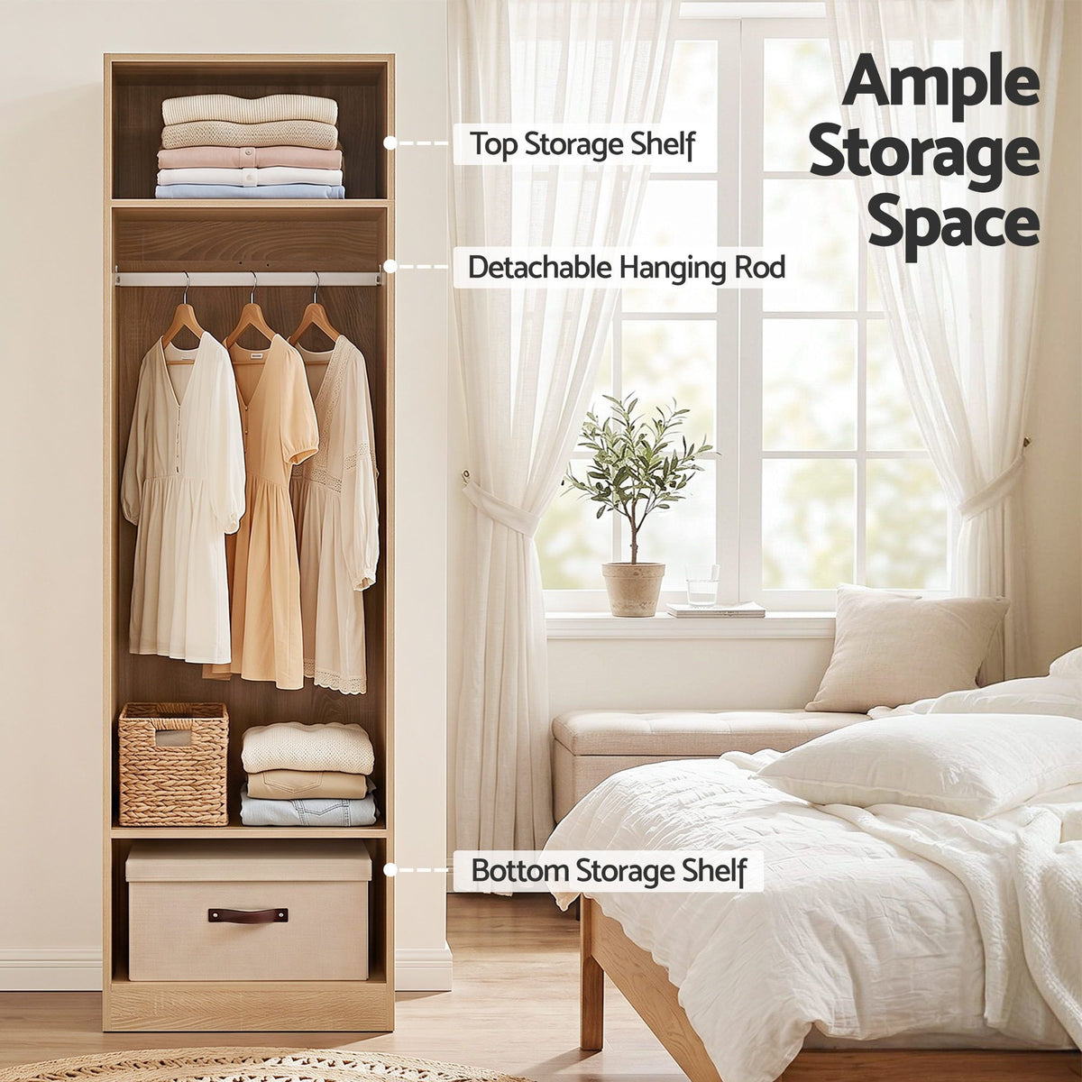 Artiss 2X Wardrobe Clothes Closet Storage Organiser Armoire Pine