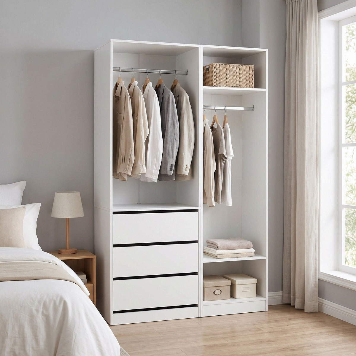 Artiss 2X Wardrobe Clothes Closet Storage Organiser Armoire White