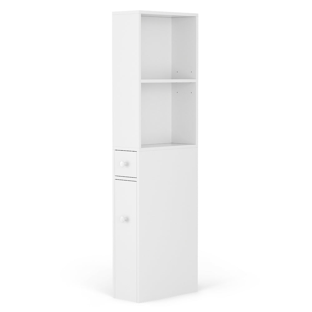 Artiss Bathroom Cabinet Storage Slim Organiser Drawer Toilet Corner 135cm White