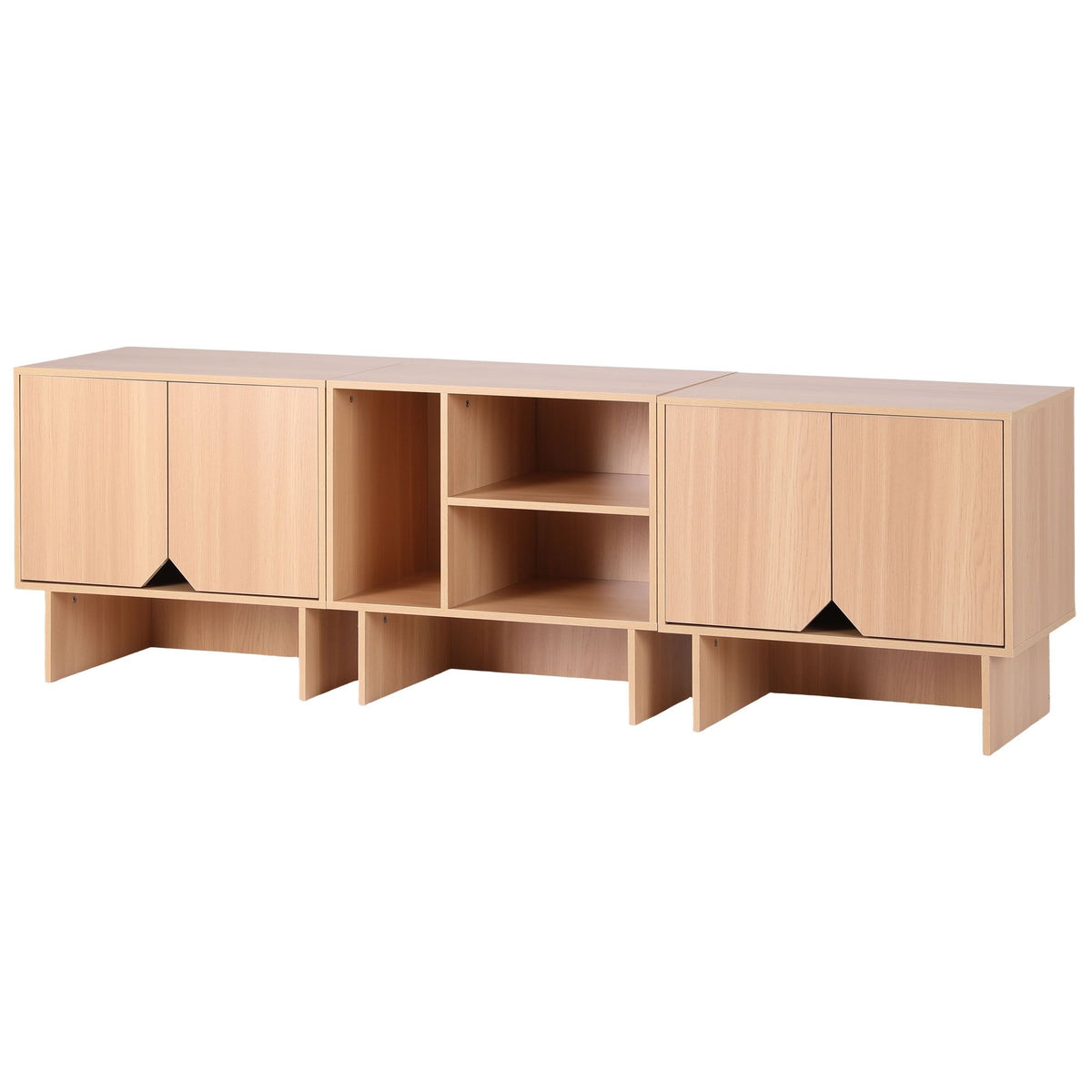 Artiss Modular TV Unit Storage Cabinet Adjustable Shelf Robot-Vac Friendly Pine