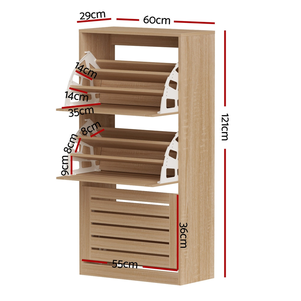 Artiss Shoe Cabinet Storage Drawer 45 Pairs Pine