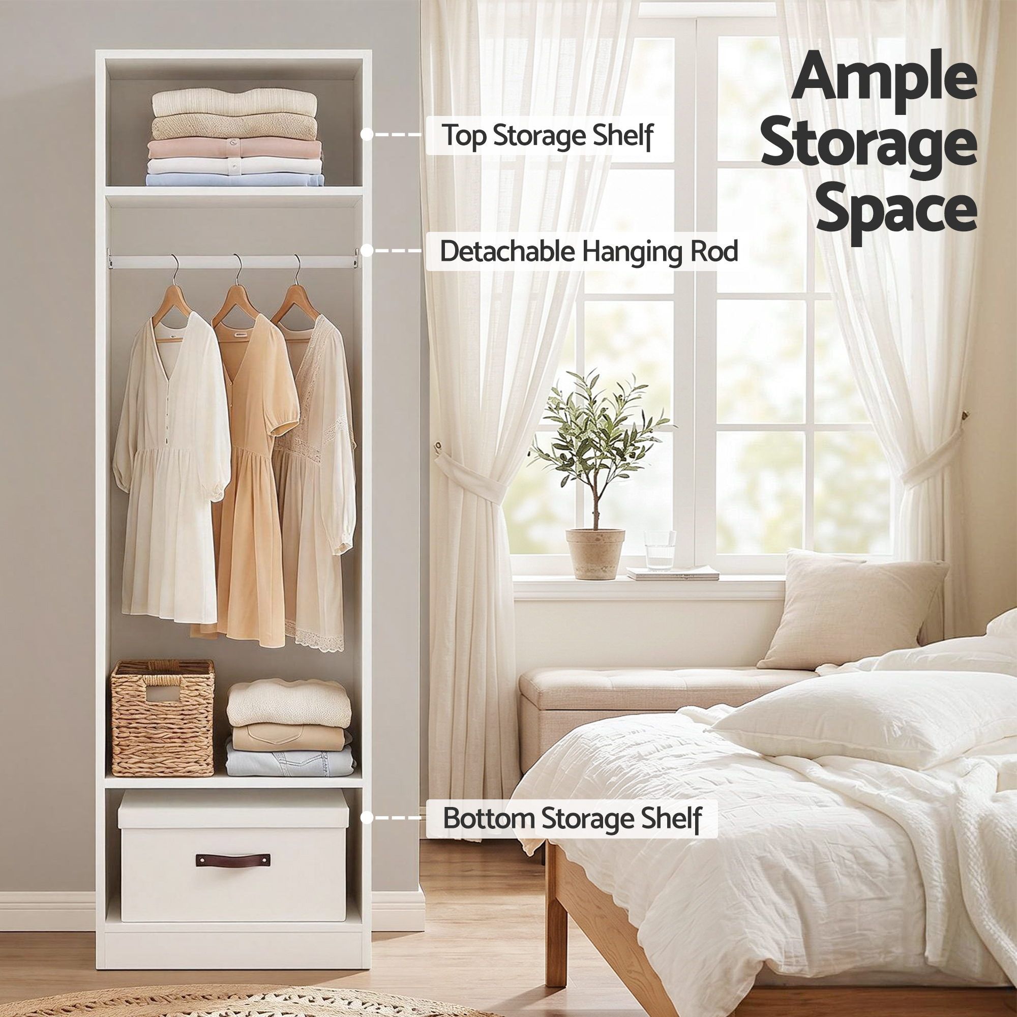 Artiss Wardrobe Clothes Closet Storage Organizer Shelf White