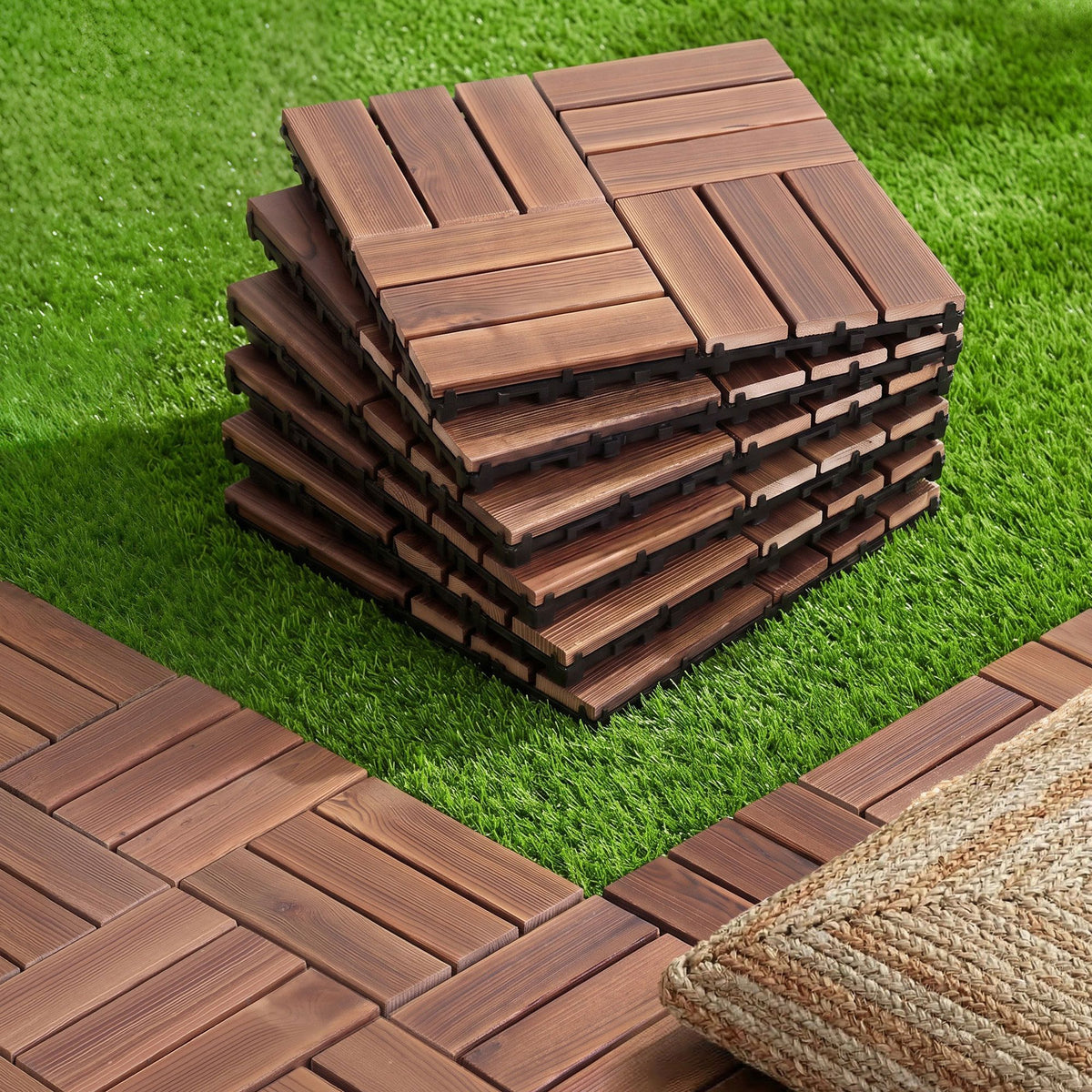 Gardeon 27PCS Wood Deck Tiles 30x30cm Interlocking Floor Tiles Pine Brown
