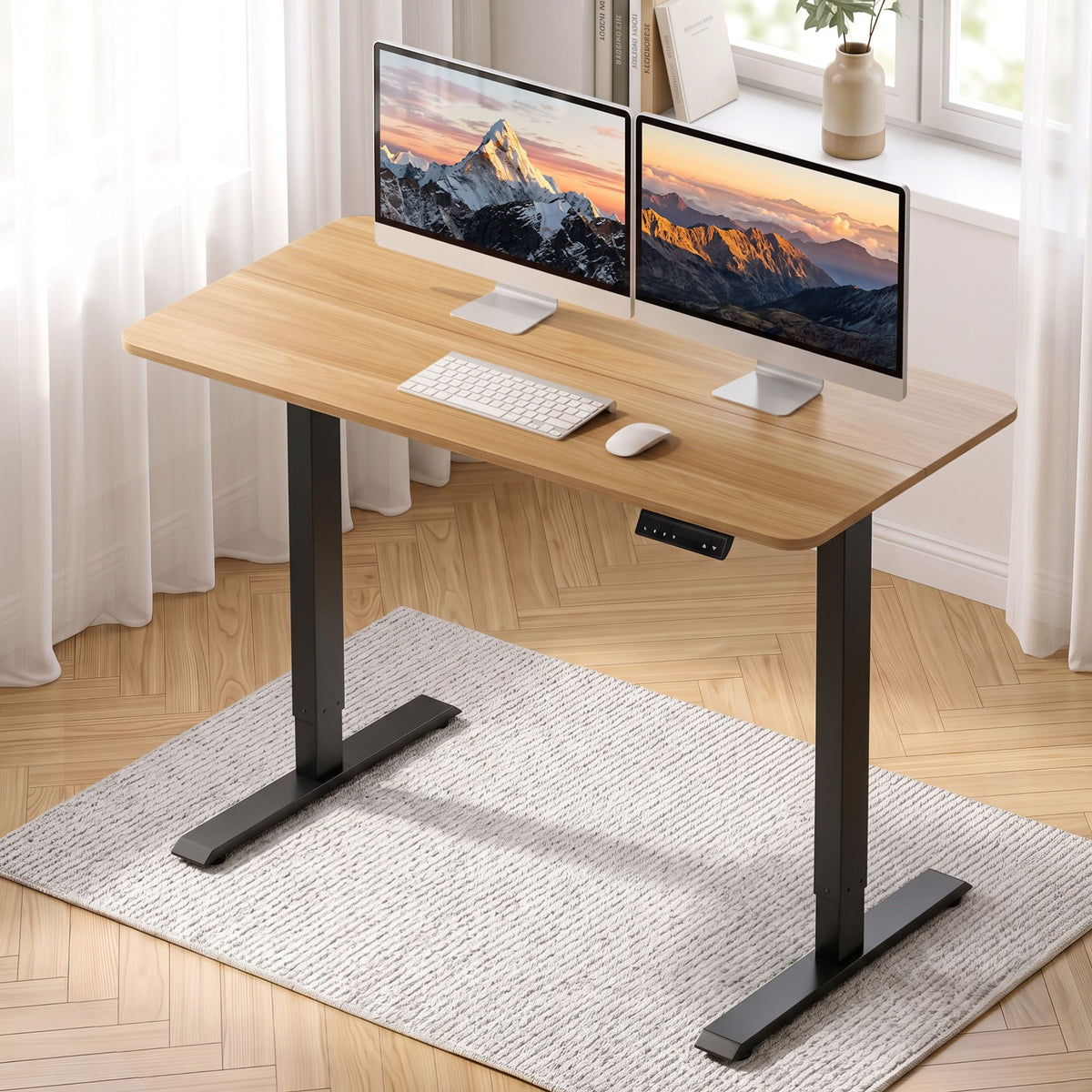 Artiss Electric Standing Desk Height Adjustable Table 120cm Natural Black