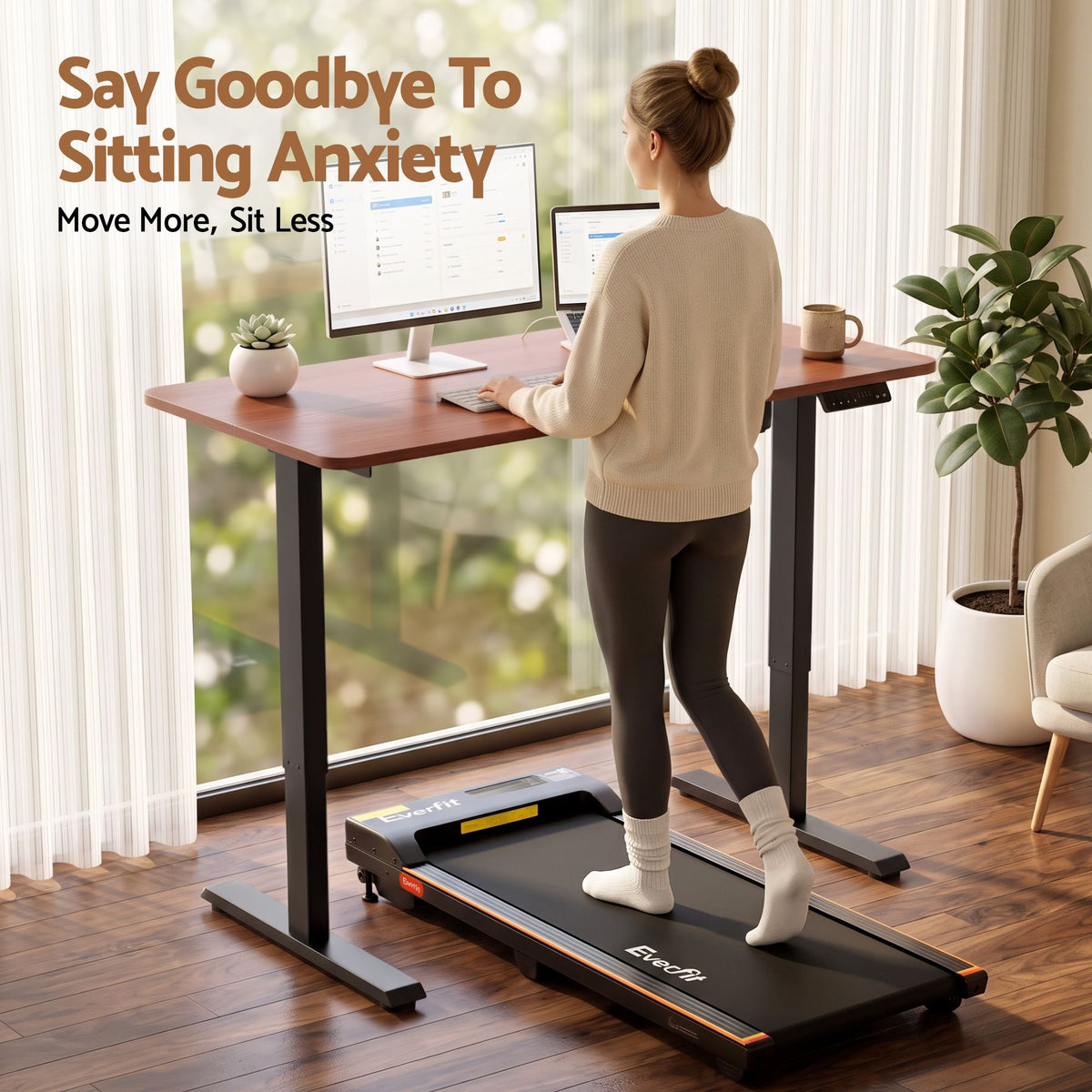 Artiss Electric Standing Desk Height Adjustable Table 120cm Walnut Black