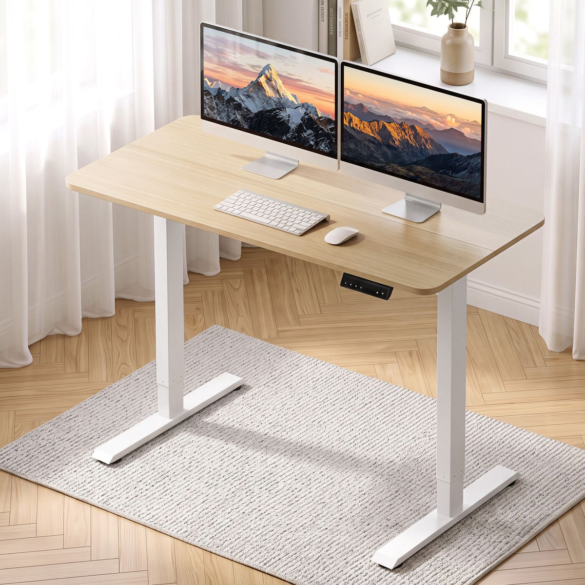 Artiss Electric Standing Desk Height Adjustable Table 120cm Oak White