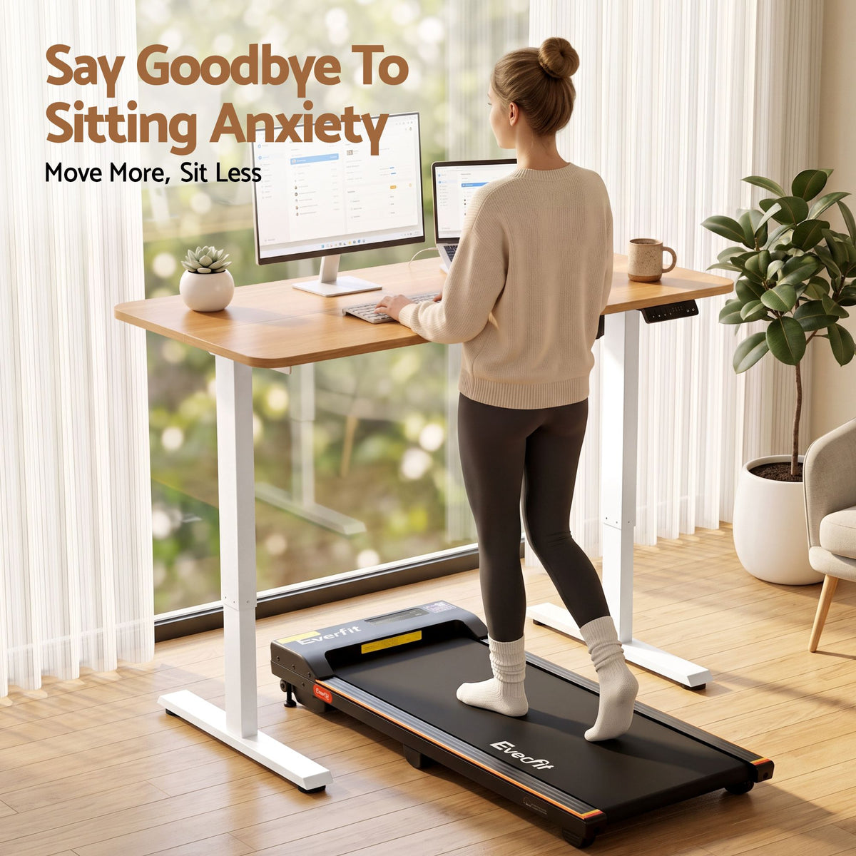 Artiss Electric Standing Desk Height Adjustable Table 120cm Natural White