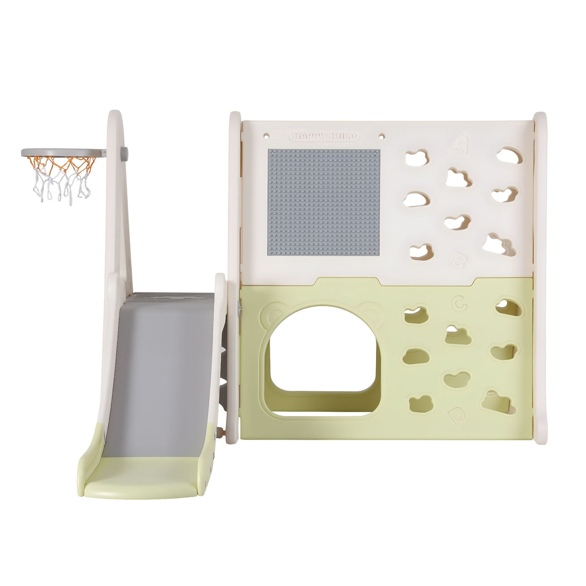 Keezi 5-in-1 Kids Slide Climbing Frame Basketball Hoop Play Set Blocks 3+