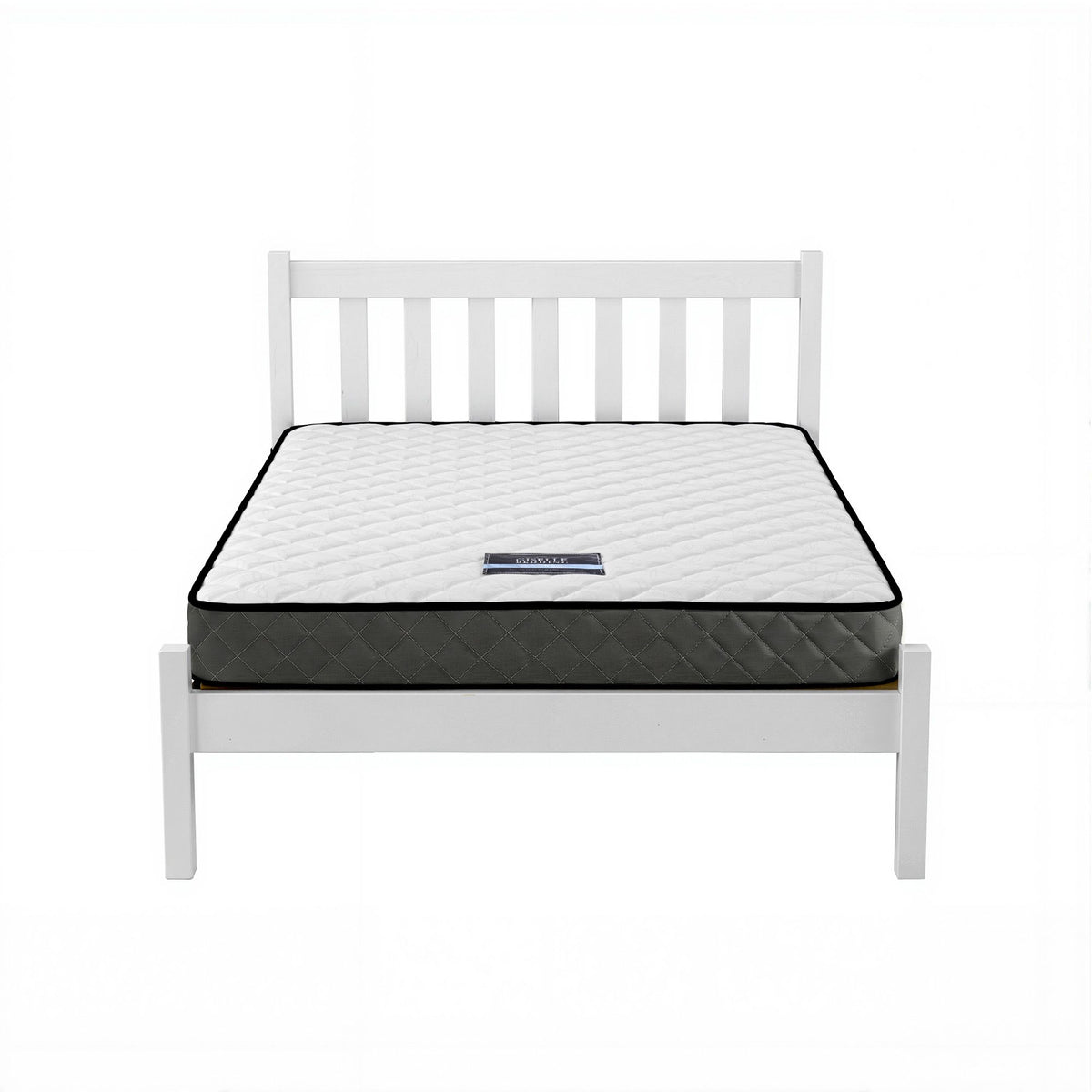 Giselle Single Mattress and Artiss Bed Frame Set White Solid Pine with 16cm Mattress