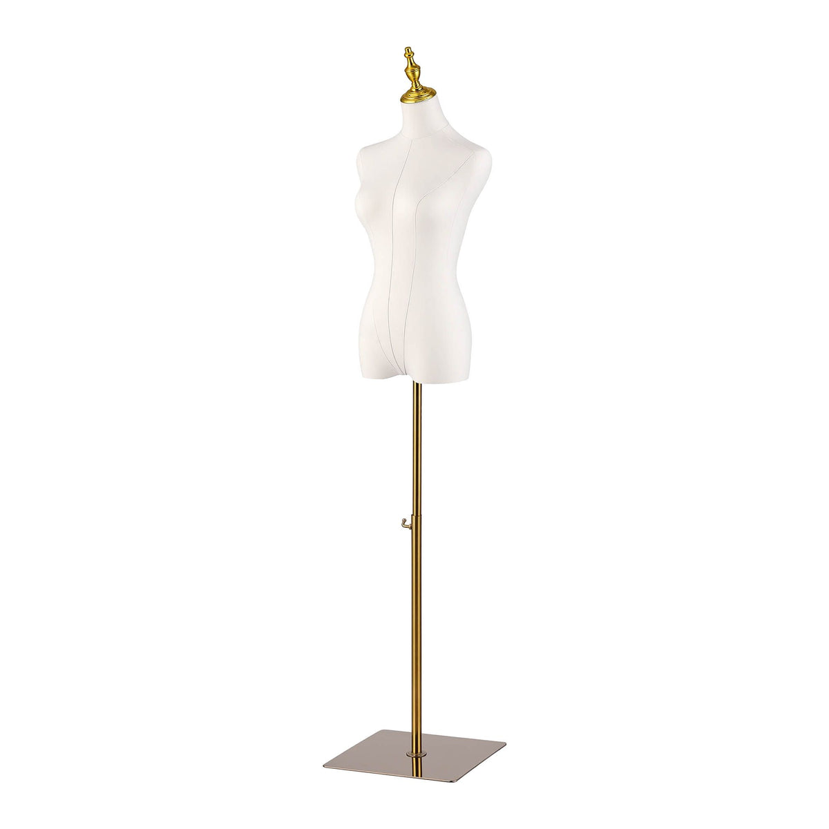 Embellir Dress Form Mannequin, Adjustable Female Torso, White Canvas Fabric, Display Stand with Detachable Gold Metal Bracket & Base